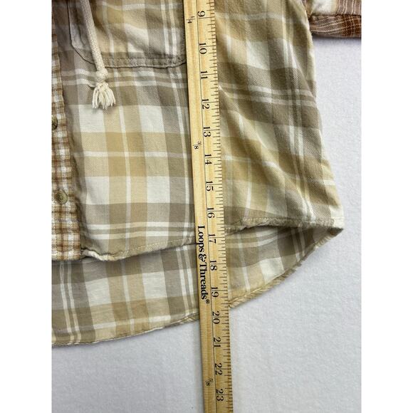 Cabin Core American Eagle Cropped Patchwork Flannel | Extra Small - Picture 7 of 12